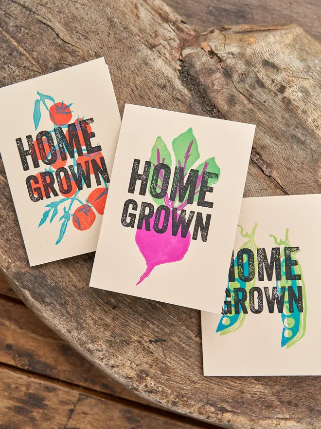 a group of home grown cards 