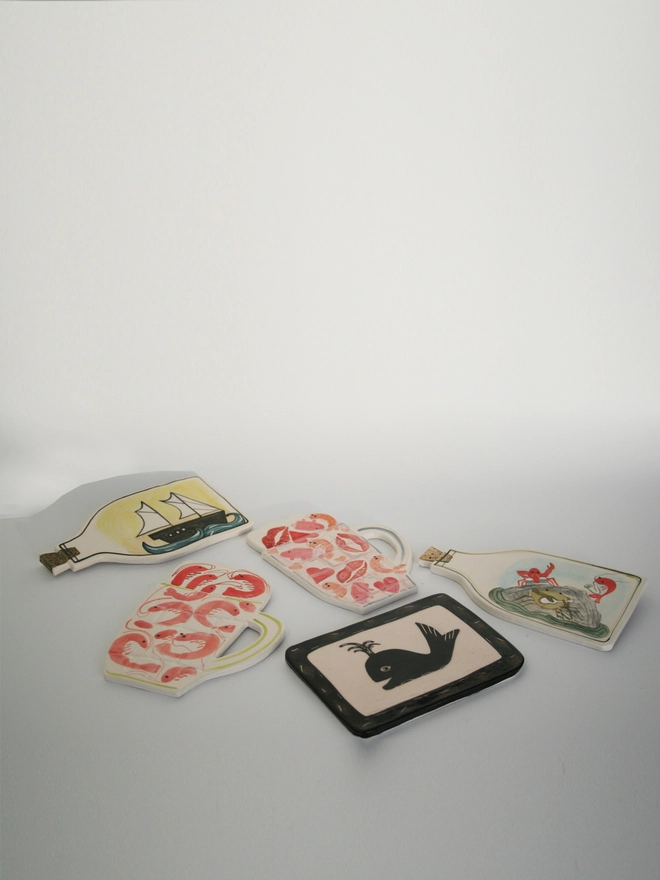 pint love pink pigs cute prawns kisses love hearts ceramic handmade small batches valentine