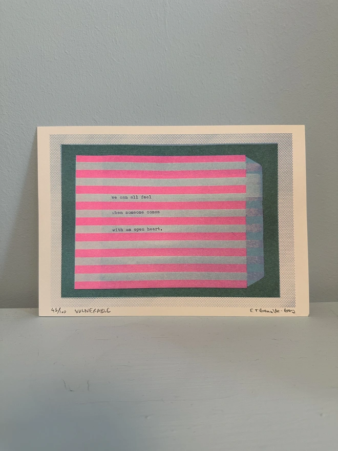 'Vulnerable' A5 Risograph Print Wall Art