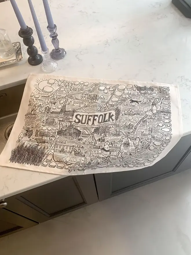Suffolk Print Tea Towel Kitchen