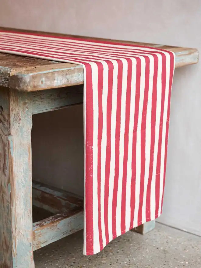 Christmas Red Stripe Table Runner
