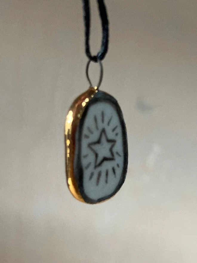 porcelain star pendant side view