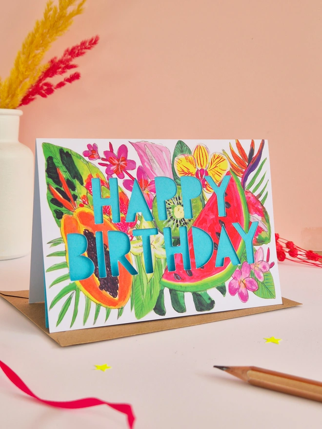 tropical fruit birthday card