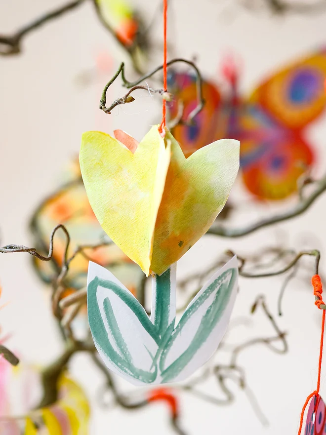 A Spring Tree Mini Art Box painted flower decorations