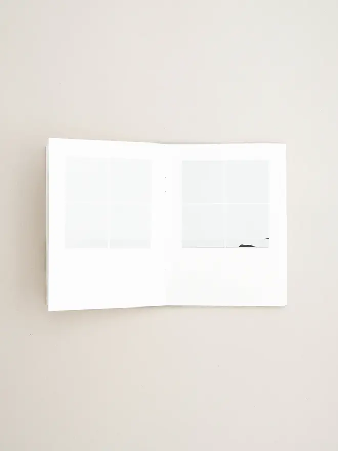 Bothy Book, open positioned on table. 