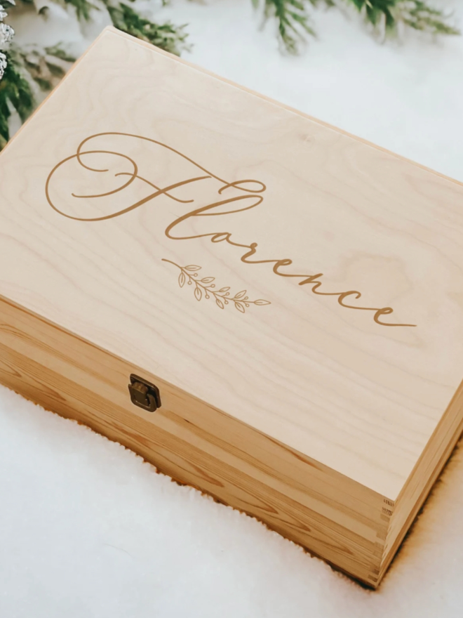 Simple Christmas Eve Box. A simple box with a floral design.