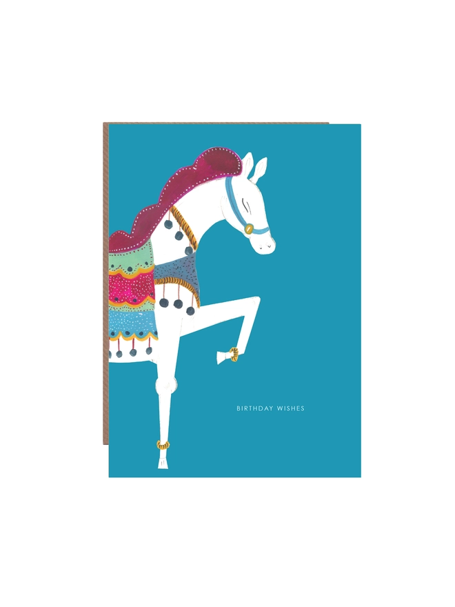white horse birthday card 