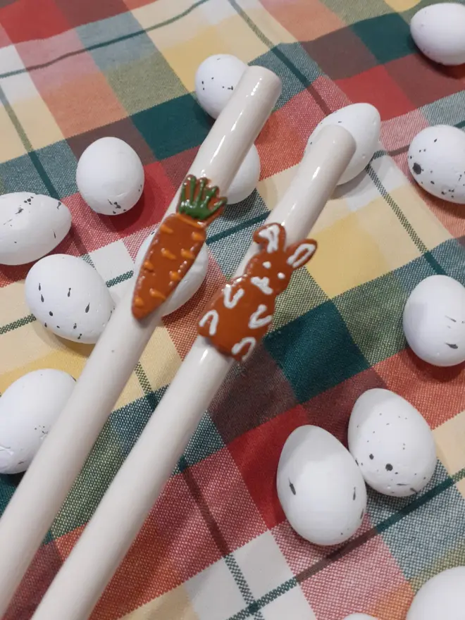 Bunny and Carrot Easter Gingerbread ceramic drinking straws