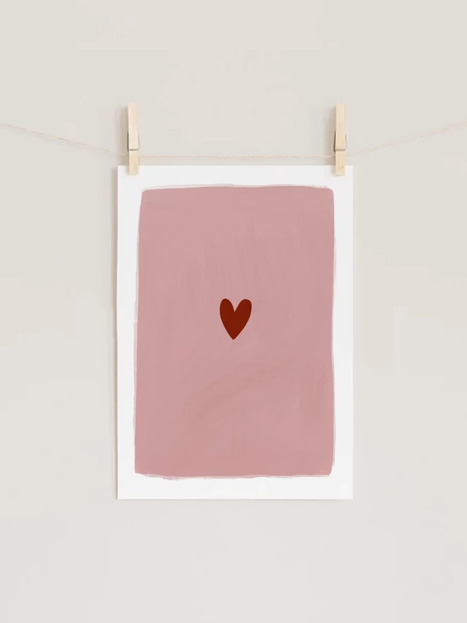 Pink and Red Heart print pegged on string