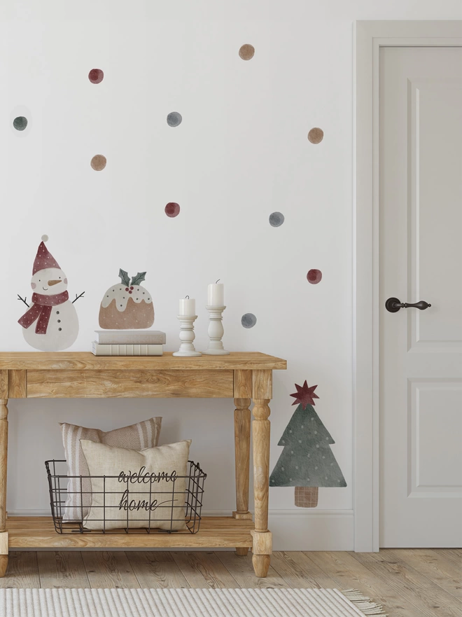 Christmas Snowman, Tree & Pudding Decals & Window Cling
