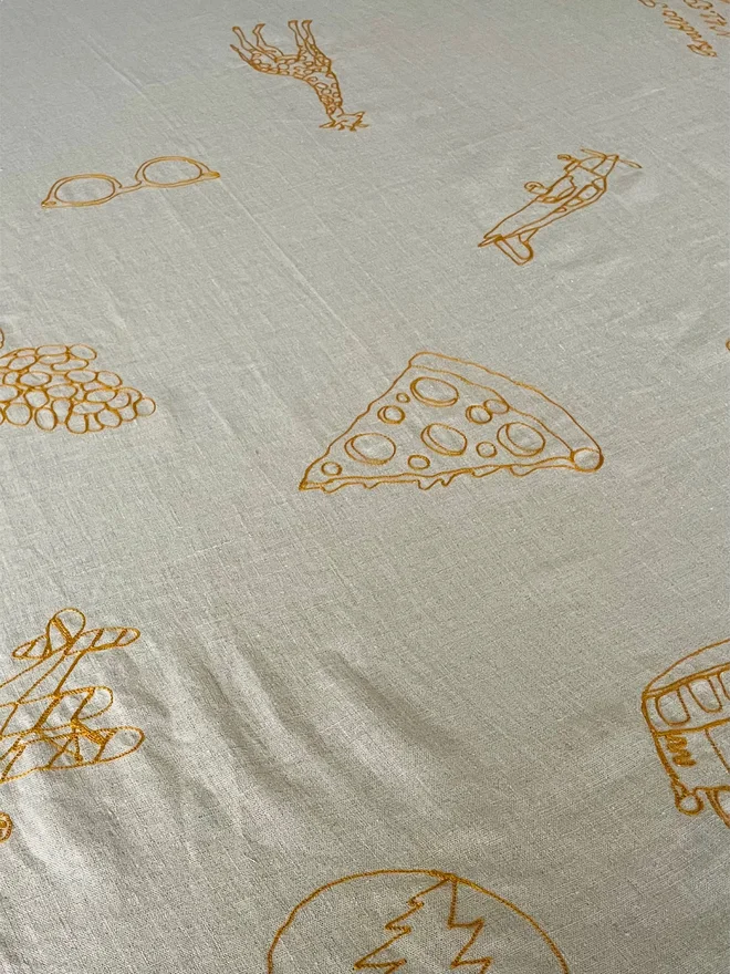 Embroidered 'Favourite Things' Linen Tablecloth