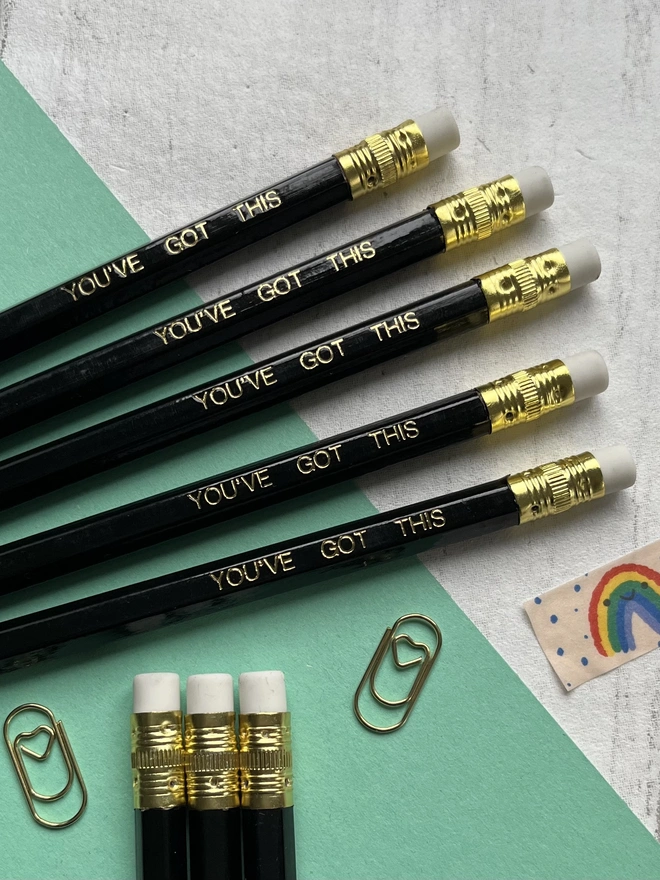 You've Got This HB Pencils in Black with gold Foil Lettering