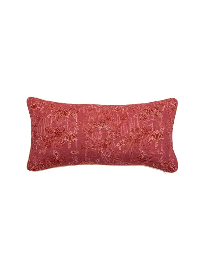 red  tropicalia cushion on blank background