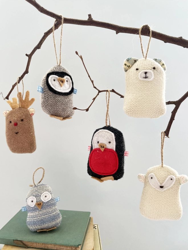 Knitted Animals with Hanging String.