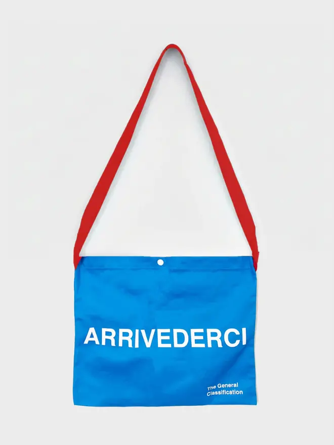 'Ciao' Canvas Musette, against a grey background. 