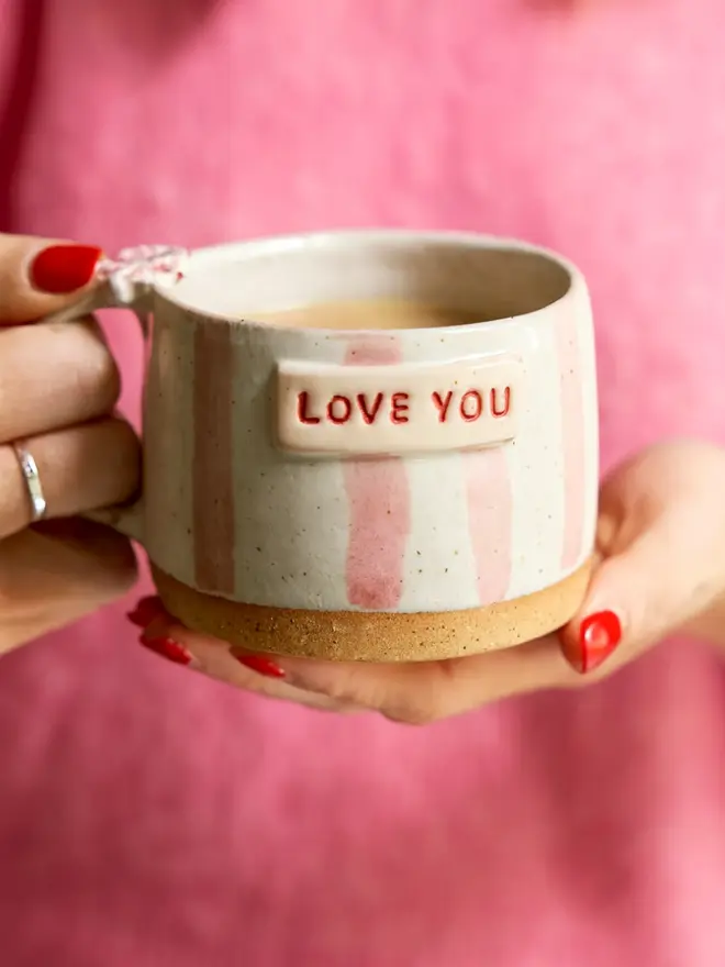 Personalised Pink Candy Stripe Ceramic Mug
