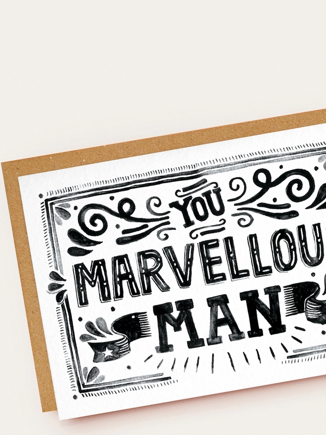 Marvellous man card close up