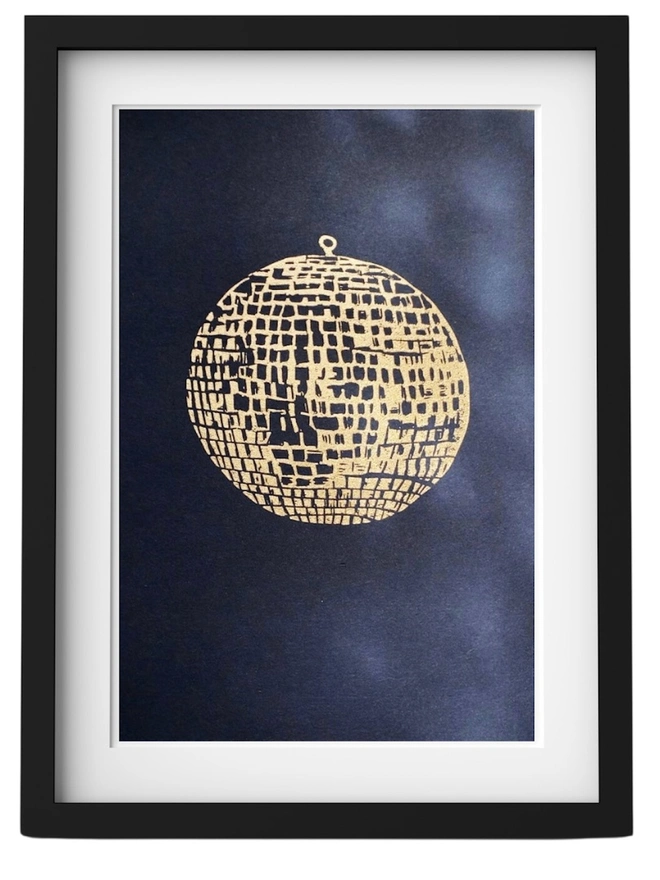 'There'd Better Be A Mirrorball' Original Linocut Print 