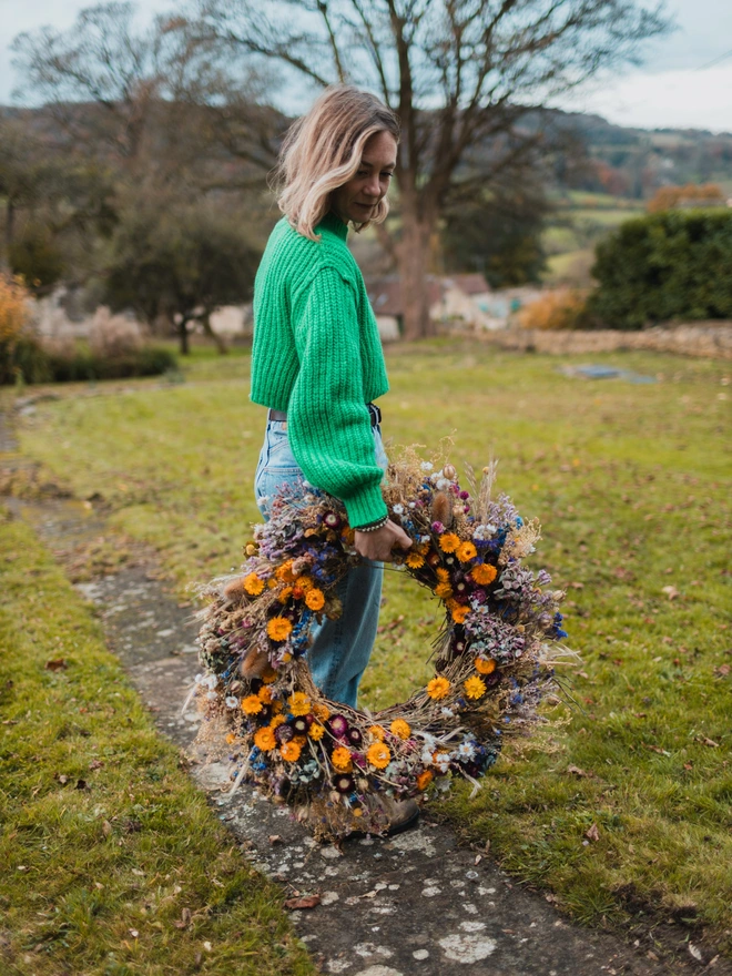 Dried floral wreath