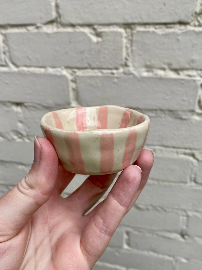 pink stripe trinket bowl
