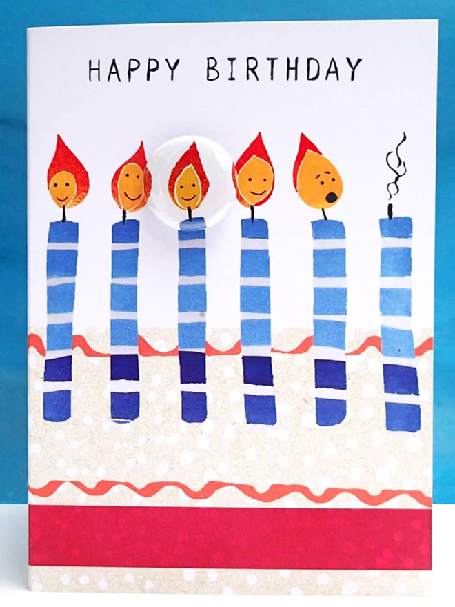 Birthday Candle Greeting Card with Pin Badge