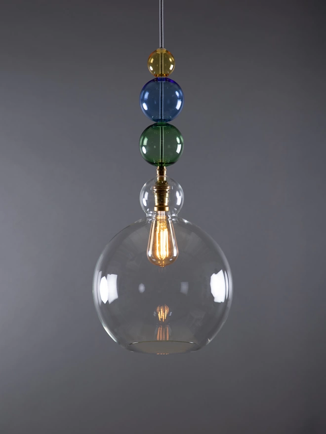 Queen Betty Clear Glass Globe Pendant Light With Baubles