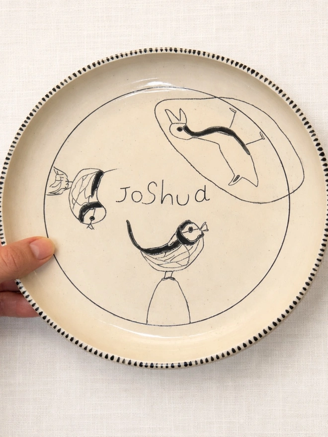 Ceramic plate personalised with a children's drawing