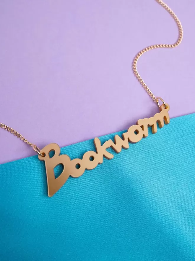 Bookworm Necklace - Recycled Matt Gold