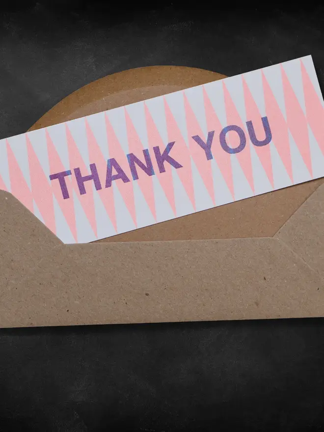 risograph graphic thank you card pink