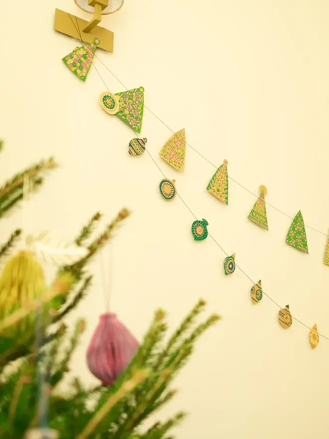Midcentury Trees Sewn Garland (Set Of 6)