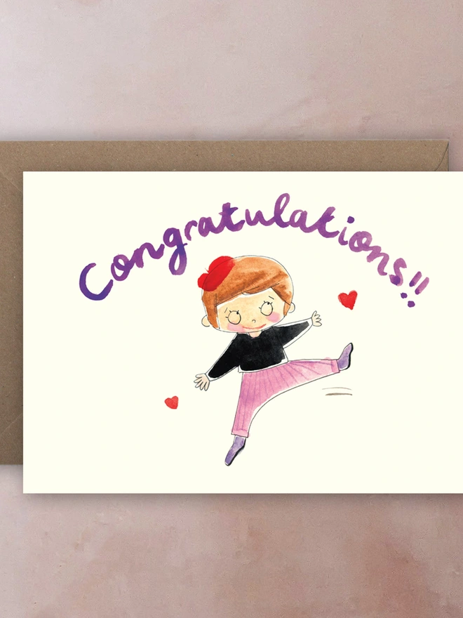 A congratulations card - jumping for joy.