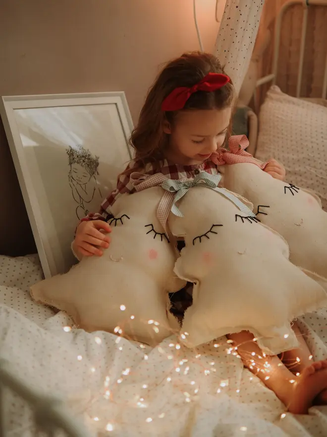 Cotton Christmas tree pillow for cosy Scandinavian Christmas decor Festive handmade tree-shaped cushion for nursery and kids room