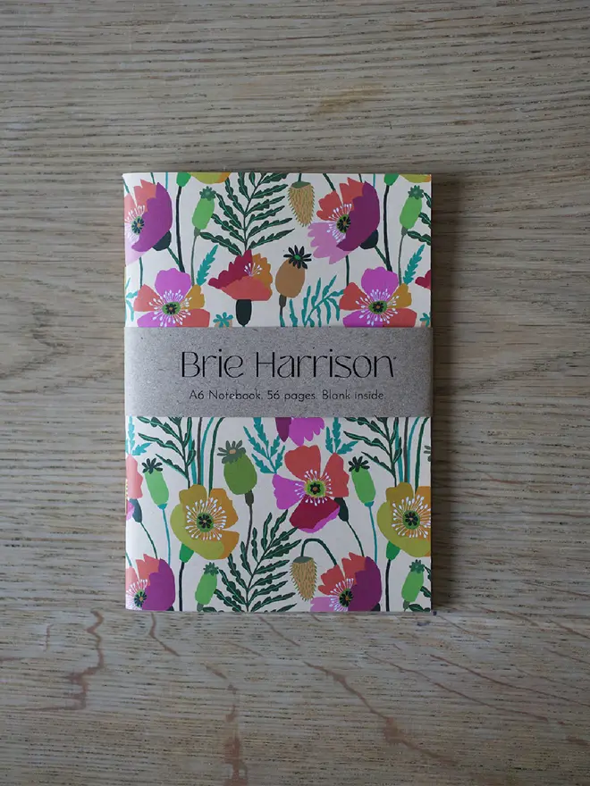 illustrated colourful poppies notebook