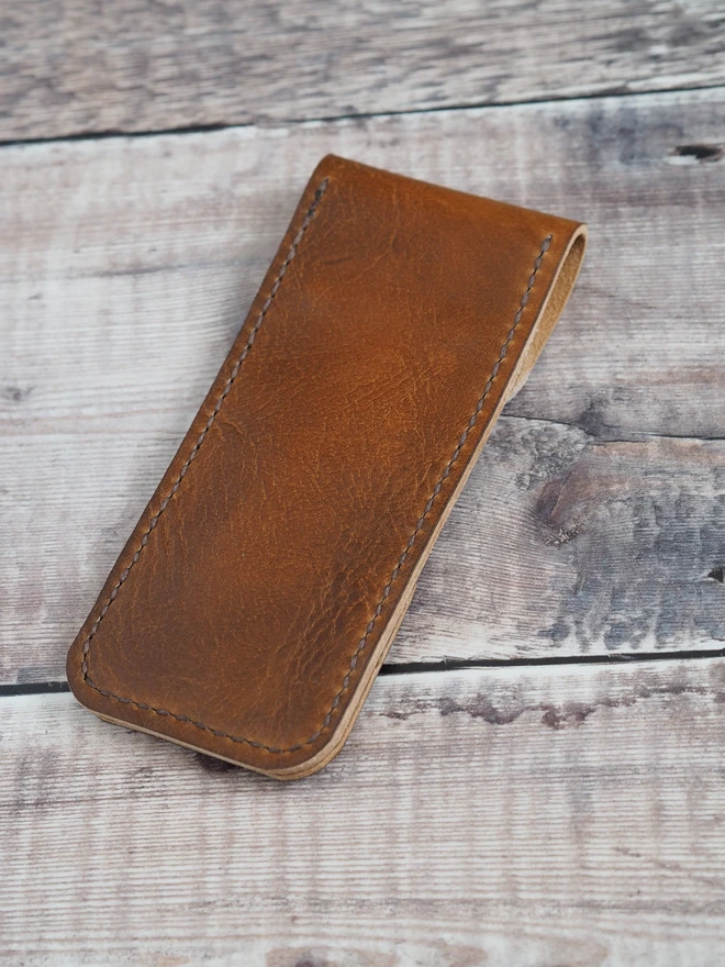 Handmade leather darts case. A slim leather case with simple design.