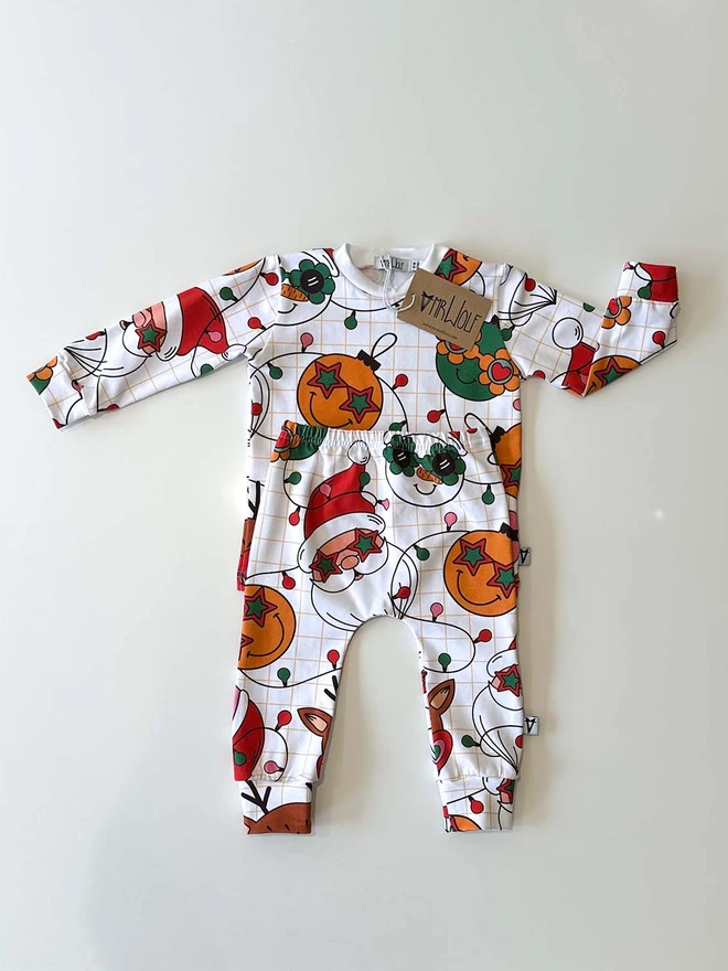 baby toddler lounge set for christmas, christmas print