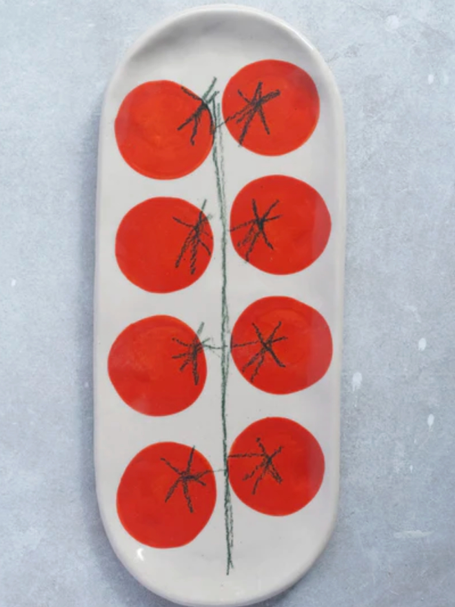 Large Tomato Dish. A large dish with a tomato design.