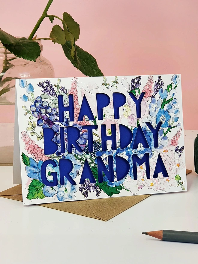 Happy birthday Grandma paper cut cards