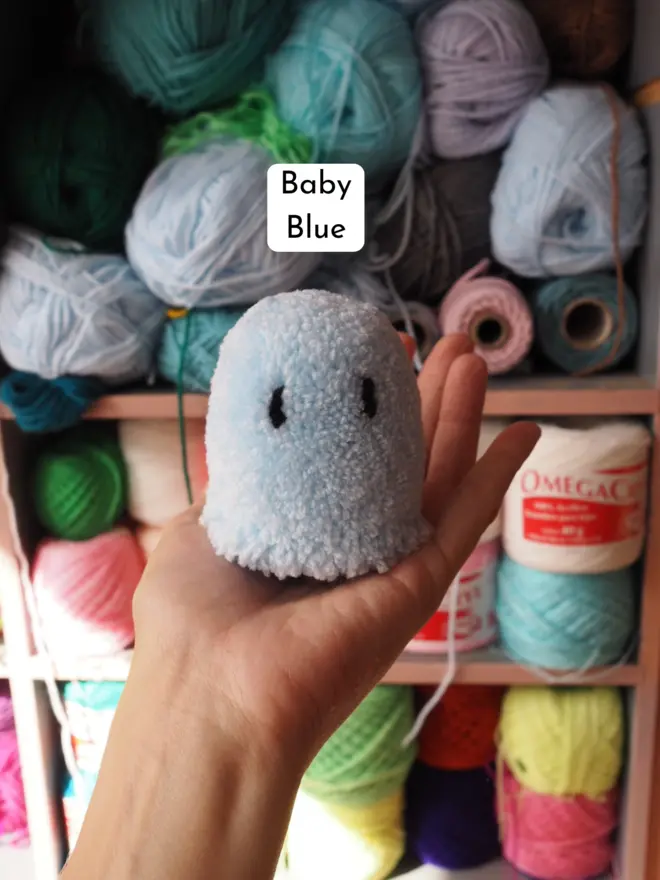 Baby Blue Ghost Pom Pom Desk Buddy