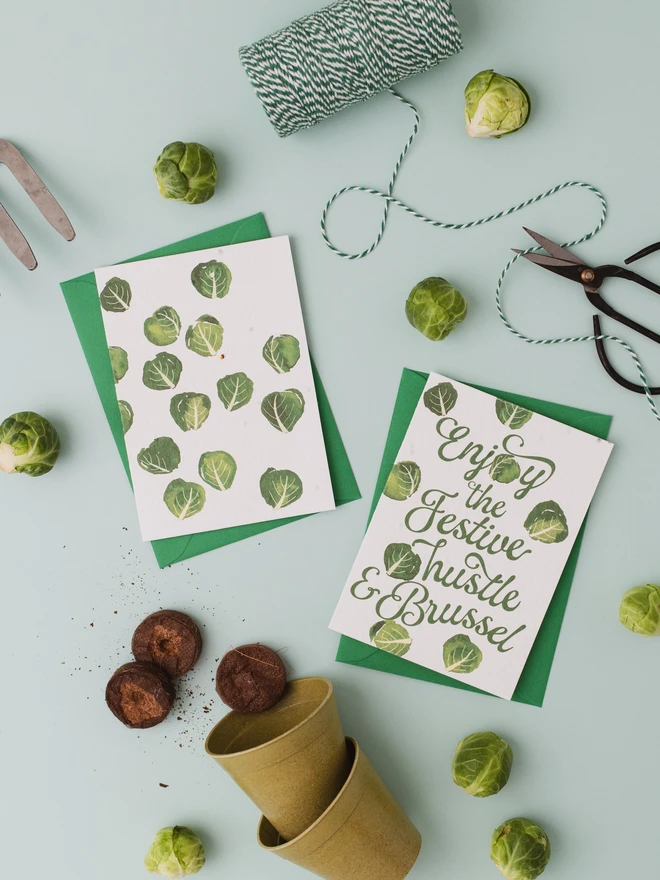 Ruby & Bo Brussel Sprout Plantable Christmas Card Set