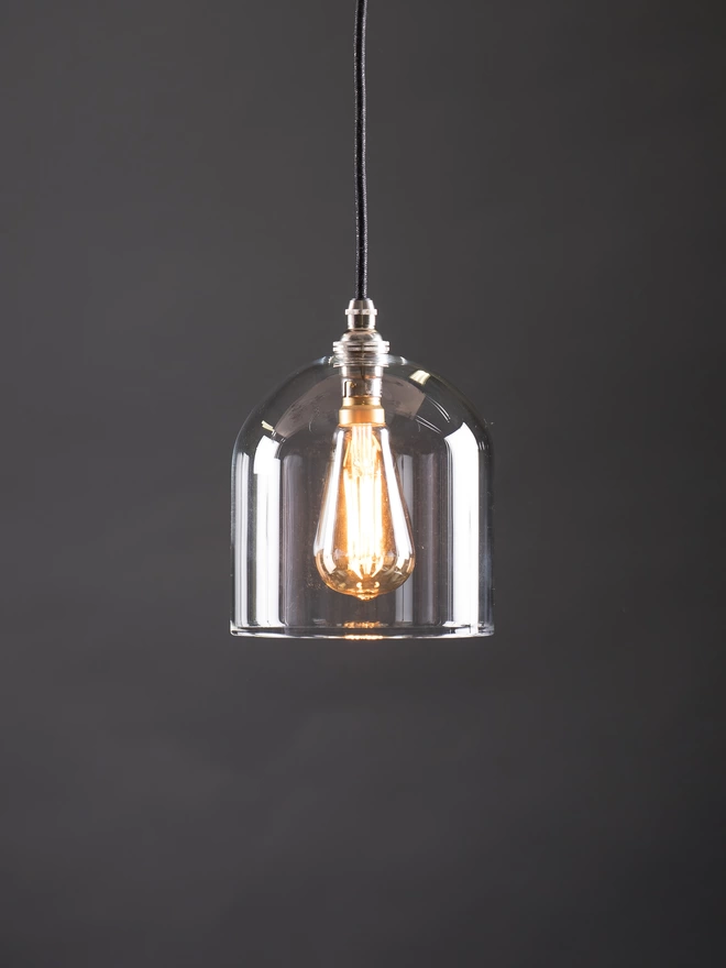 Flat Bottom Frieda Clear Glass Dome Pendant Light 