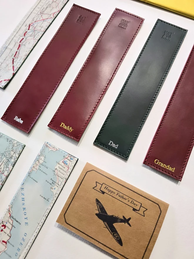 Red and green leather escape map bookmarks by natthakur