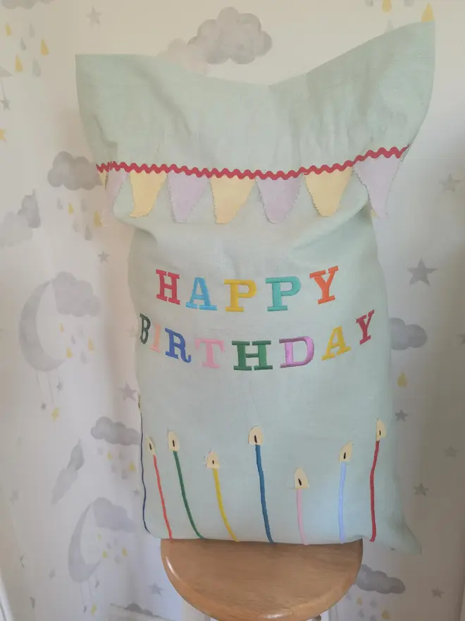 candle bunting birthday sack
