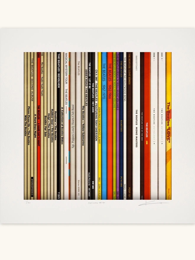 Fine Art print of vinyl records Beatles album spines