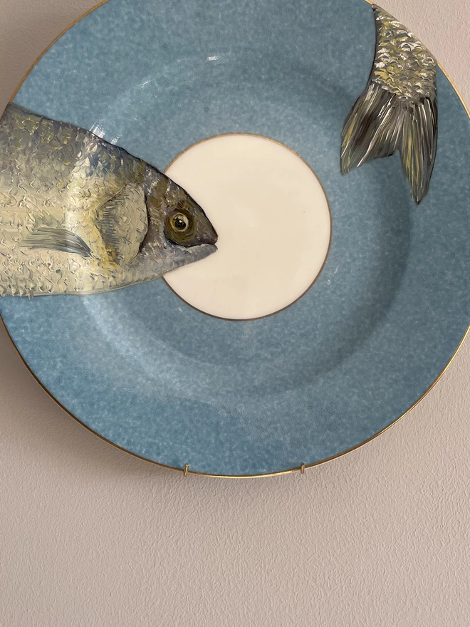 Trout Fish Painting On Vintage Plate