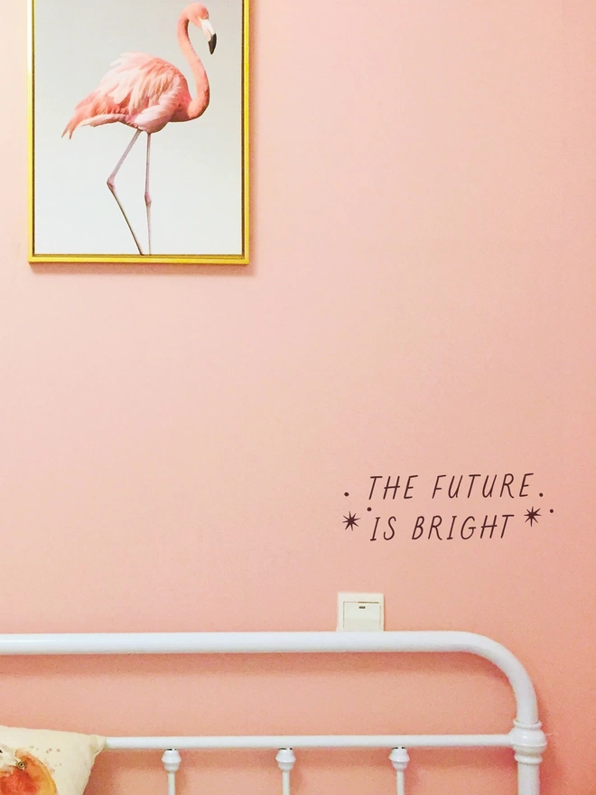 The future is bright wall sticker in burgundy