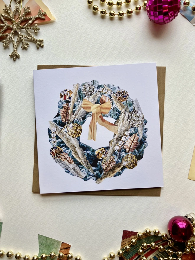 festive wreath christmas card 