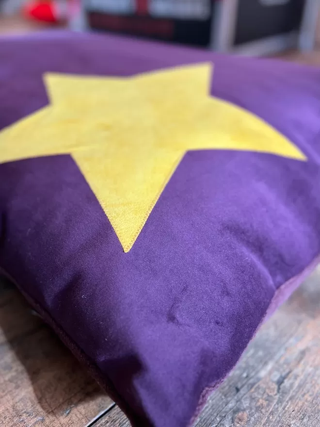 Velvet Dog bed in Plum with a golden star