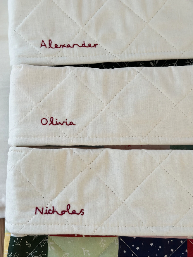 hand embroidered name personalisation