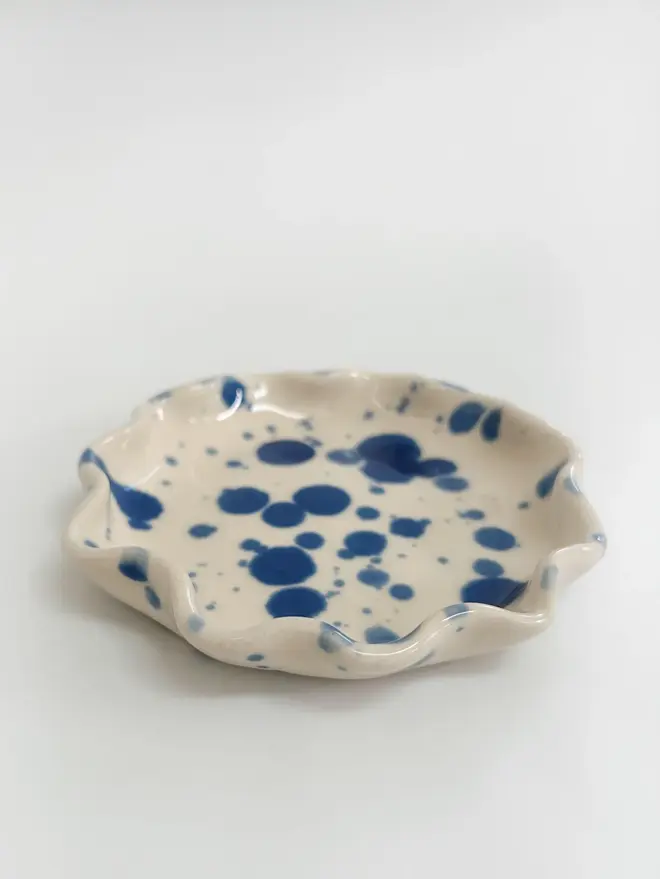 speckled ceramic trinket dish blue