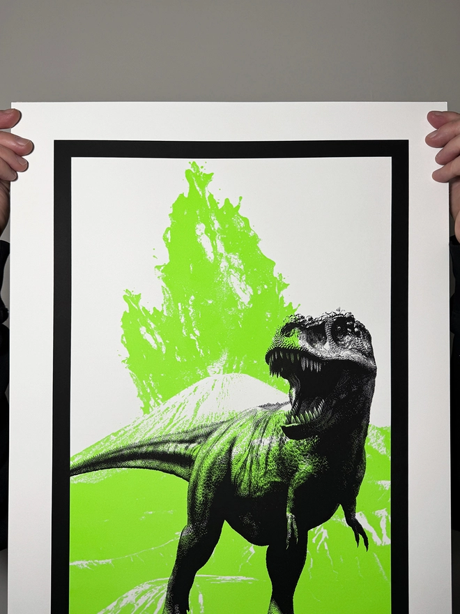 T Rex_Large Screen Printed Poster_Holly and Co_Close up top